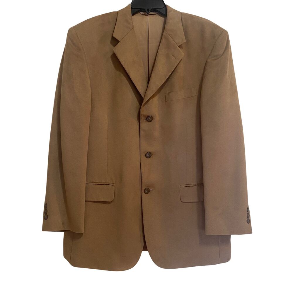 Stafford Mens Faux Suede Sports Coat Blazer Size 42R Tan Classic Fit Business